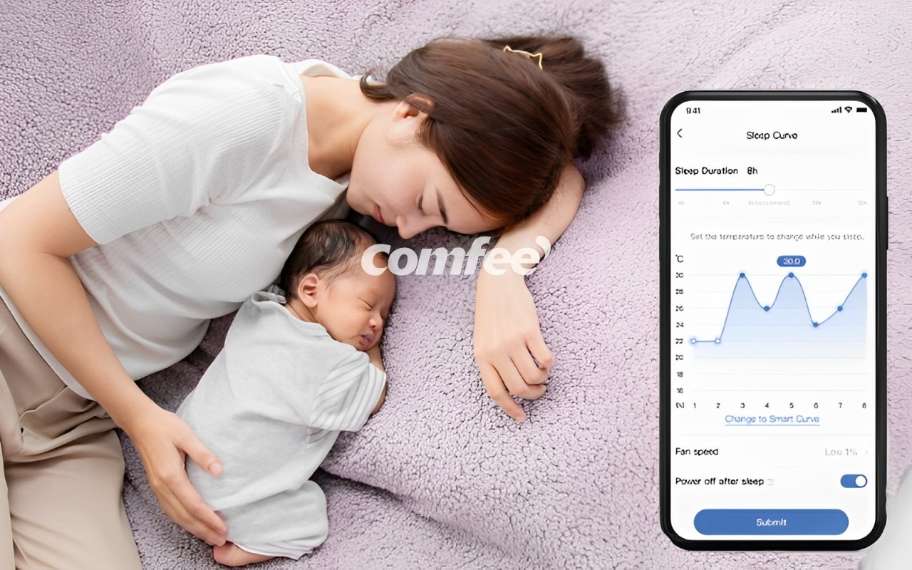 Tính năng Sleep Curve trên điều hòa Châu Âu Inverter Comfee CFS-13VCB1 giúp chăm sóc giấc ngủ và bảo vệ sức khỏe 