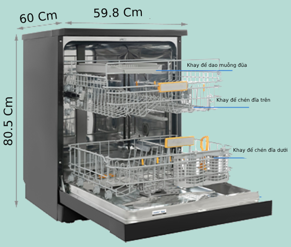 Máy rửa chén độc lập dễ dàng đặt ở mọi không gian bếp