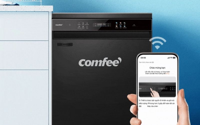 Tính năng hẹn giờ rửa hiện đại trên máy rửa chén thông minh Comfee