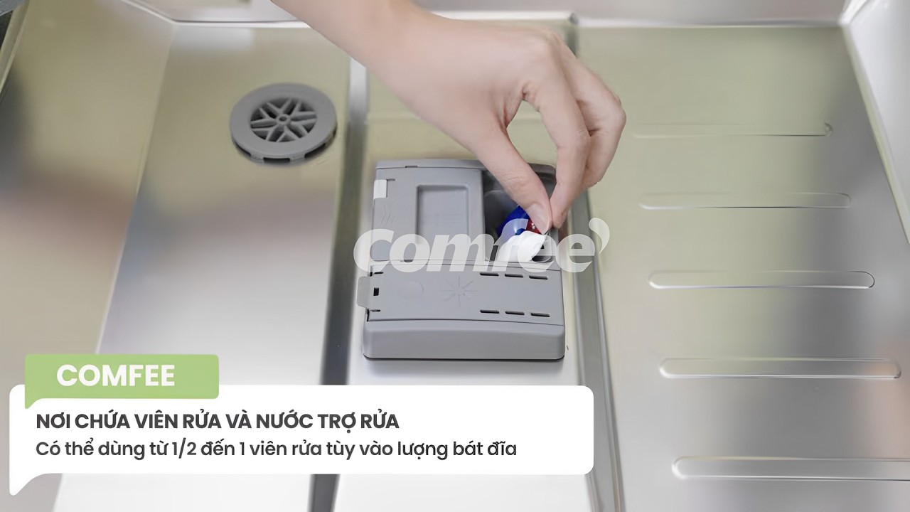 Sử dụng viên tẩy rửa theo định lượng của nhà sản xuất