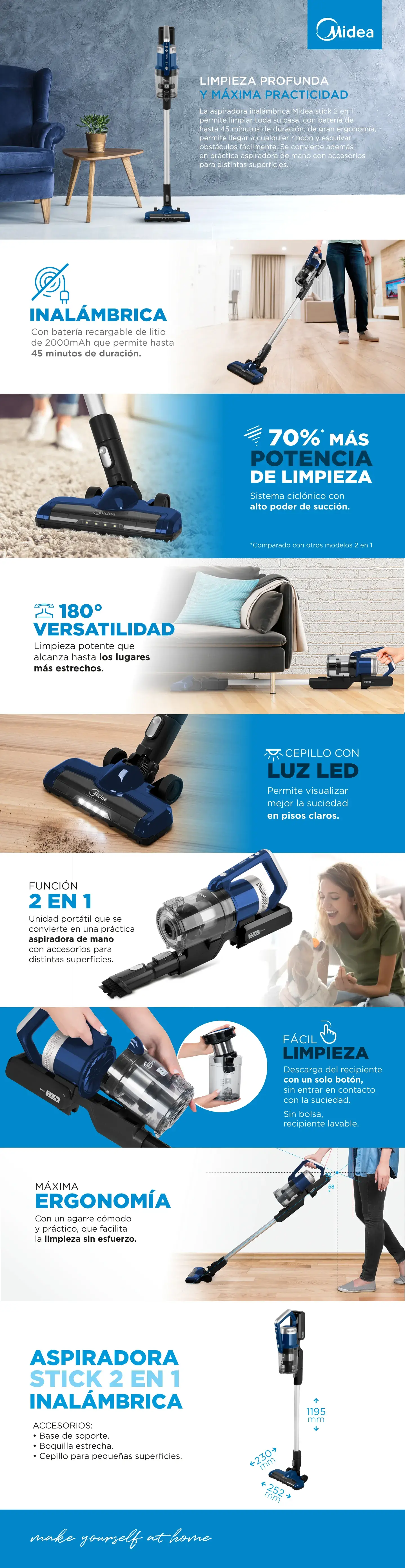 Aspiradora 2 en 1 Midea Stick