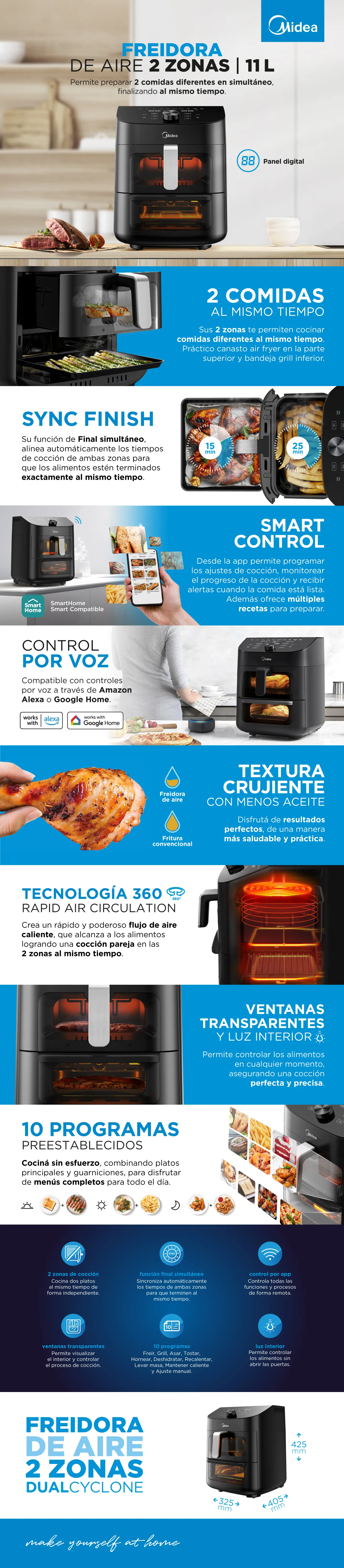 Freidora de aire Midea 11L