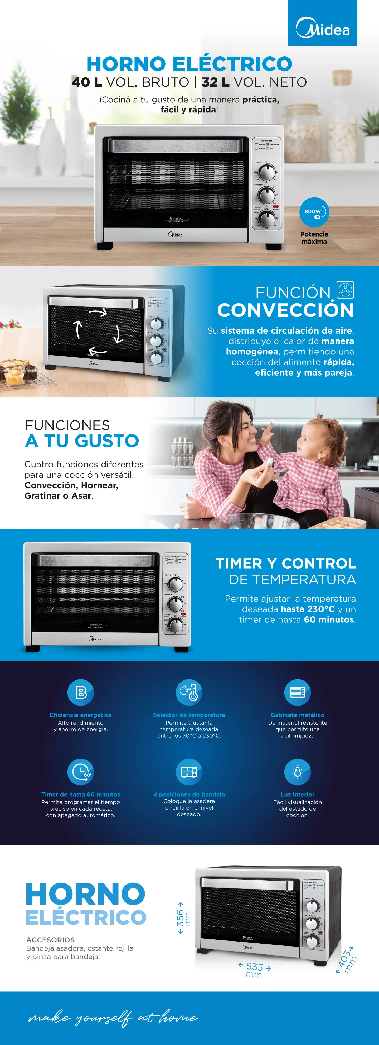 Horno electrico Midea 40L