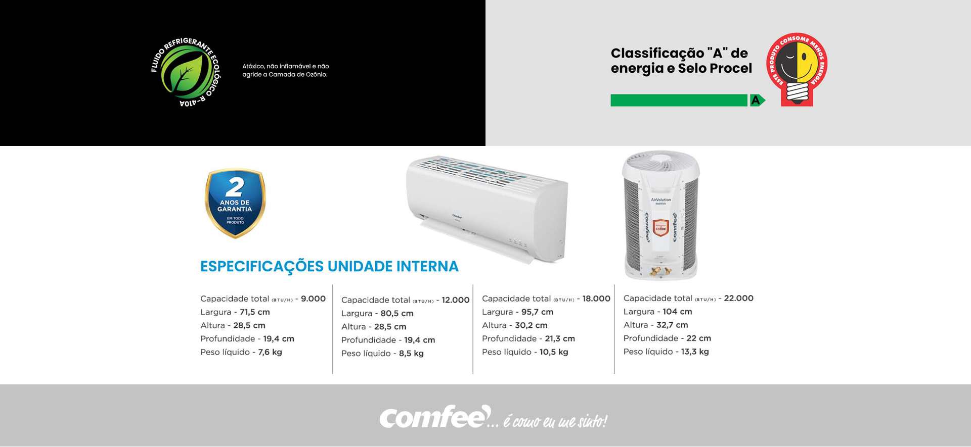 Ar Condicionado Split Hi Wall Inverter Comfee 12000Btus Frio - Ibyte