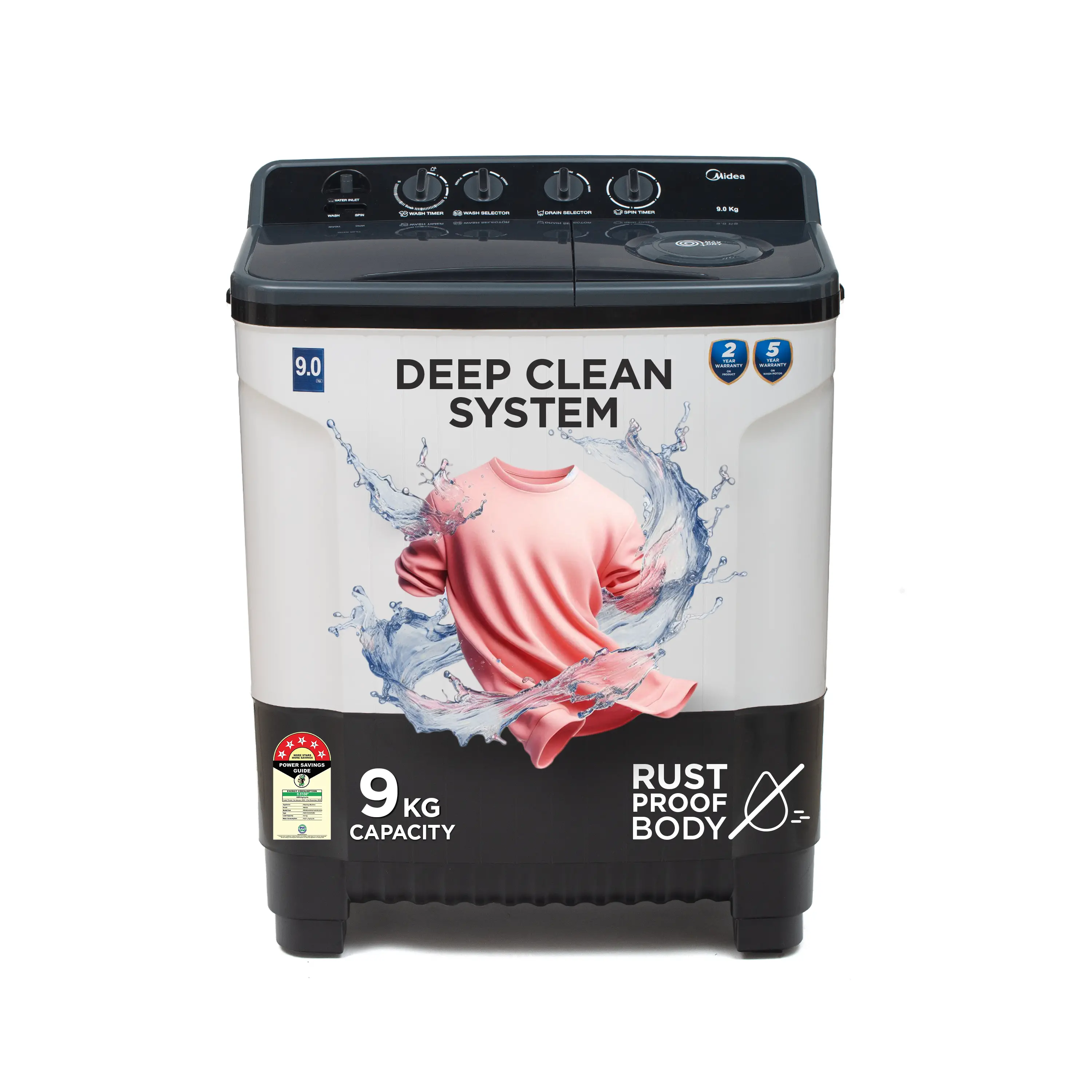 Midea Washing Machine Twin Tub 9.0 Kg MWMSA090PPG(KG)