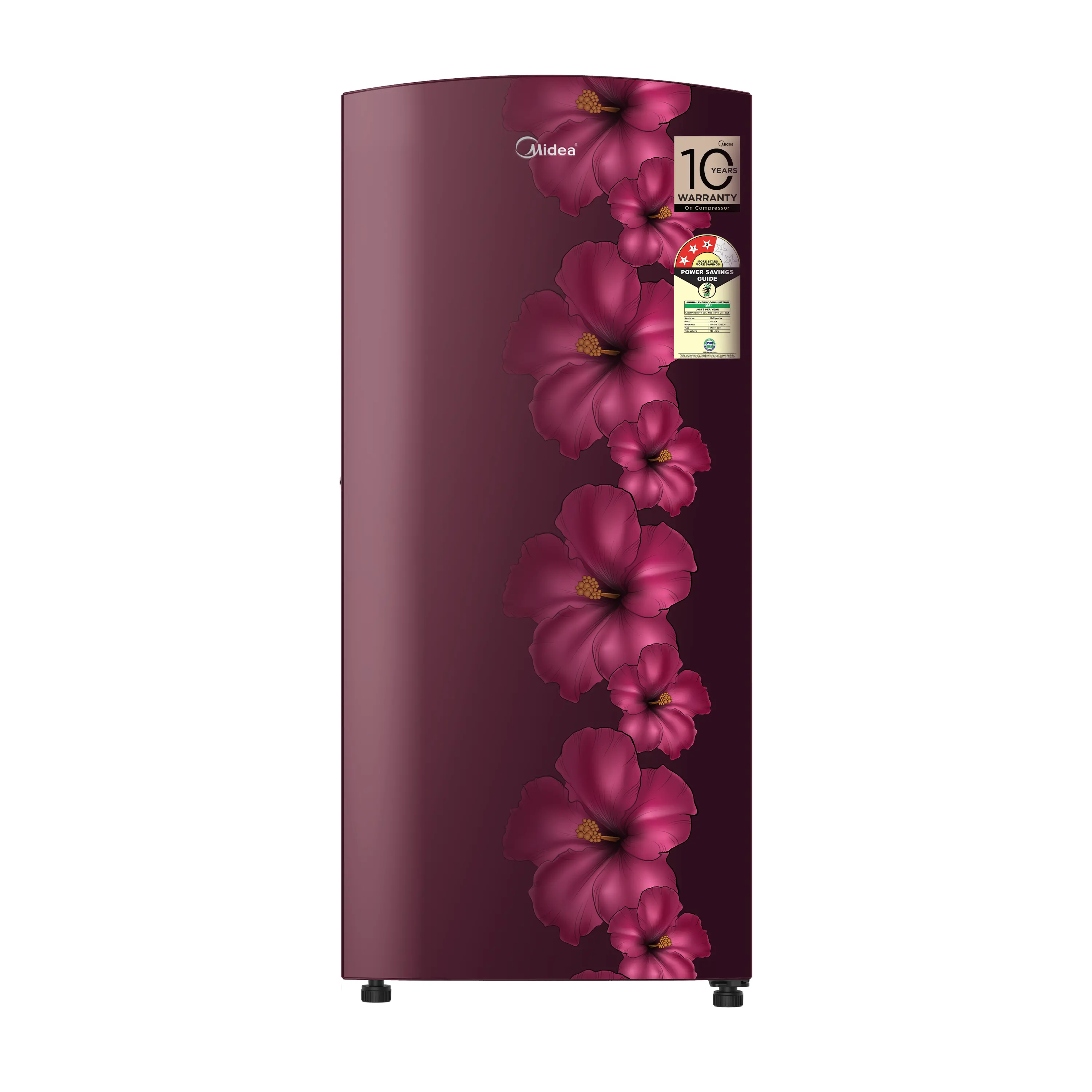 Midea 187L Direct Cool Refrigerator (3 Star, Wine Flower)