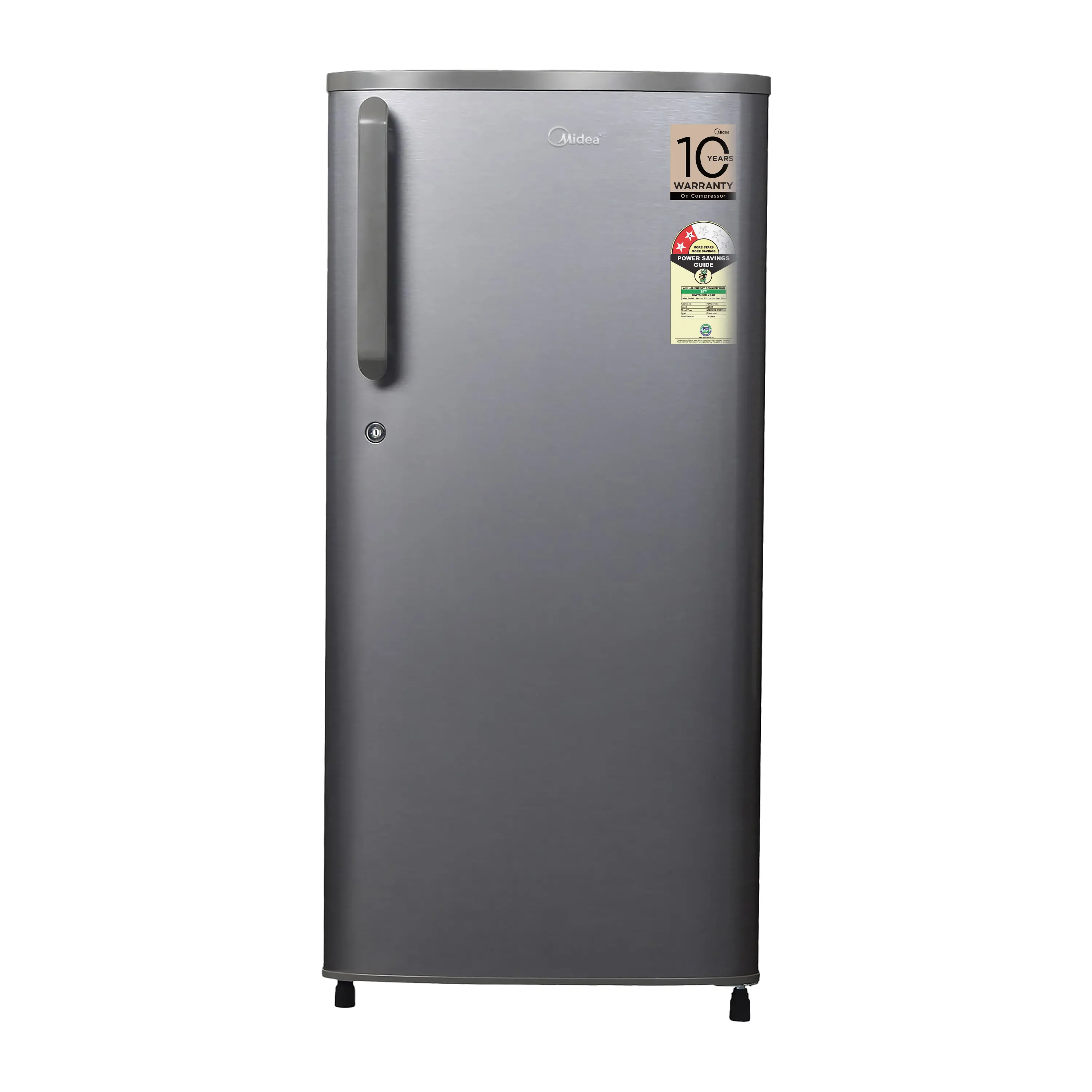 Midea 190L Direct Cool Refrigerator (2 Star, Silver, Handle)