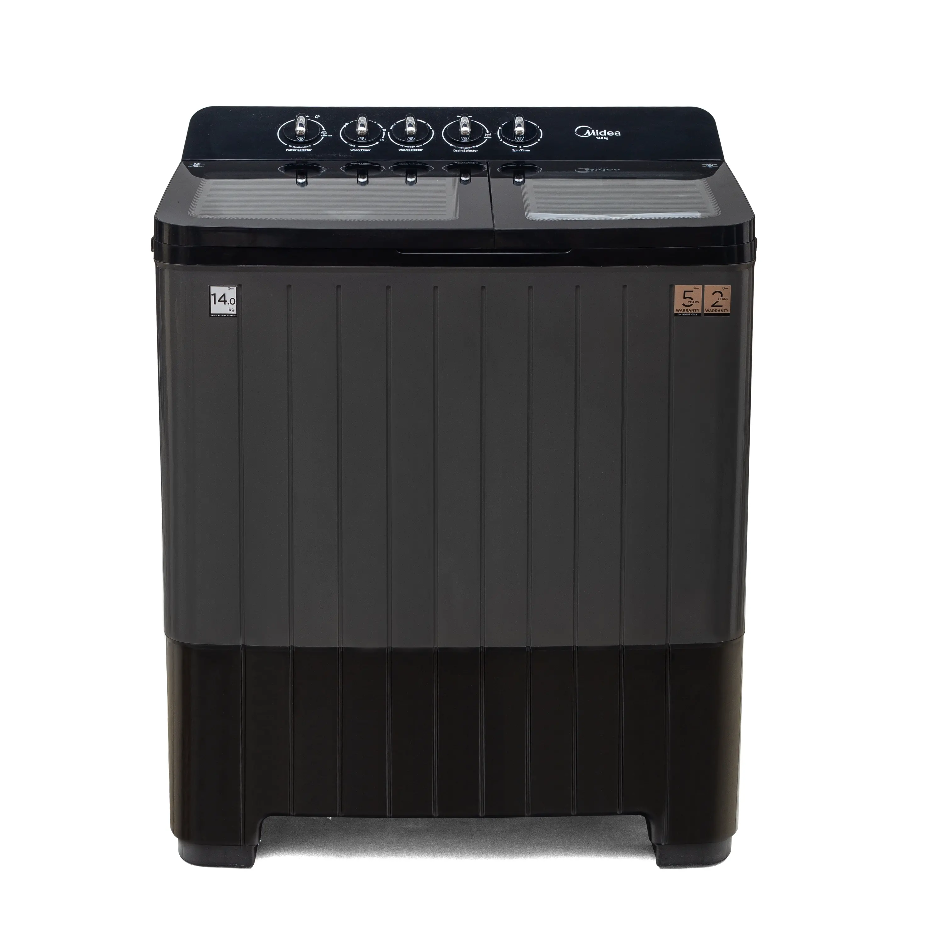 Midea Washing Machine Twin Tub 14 Kg, See Through Glass Lid, Soft Close