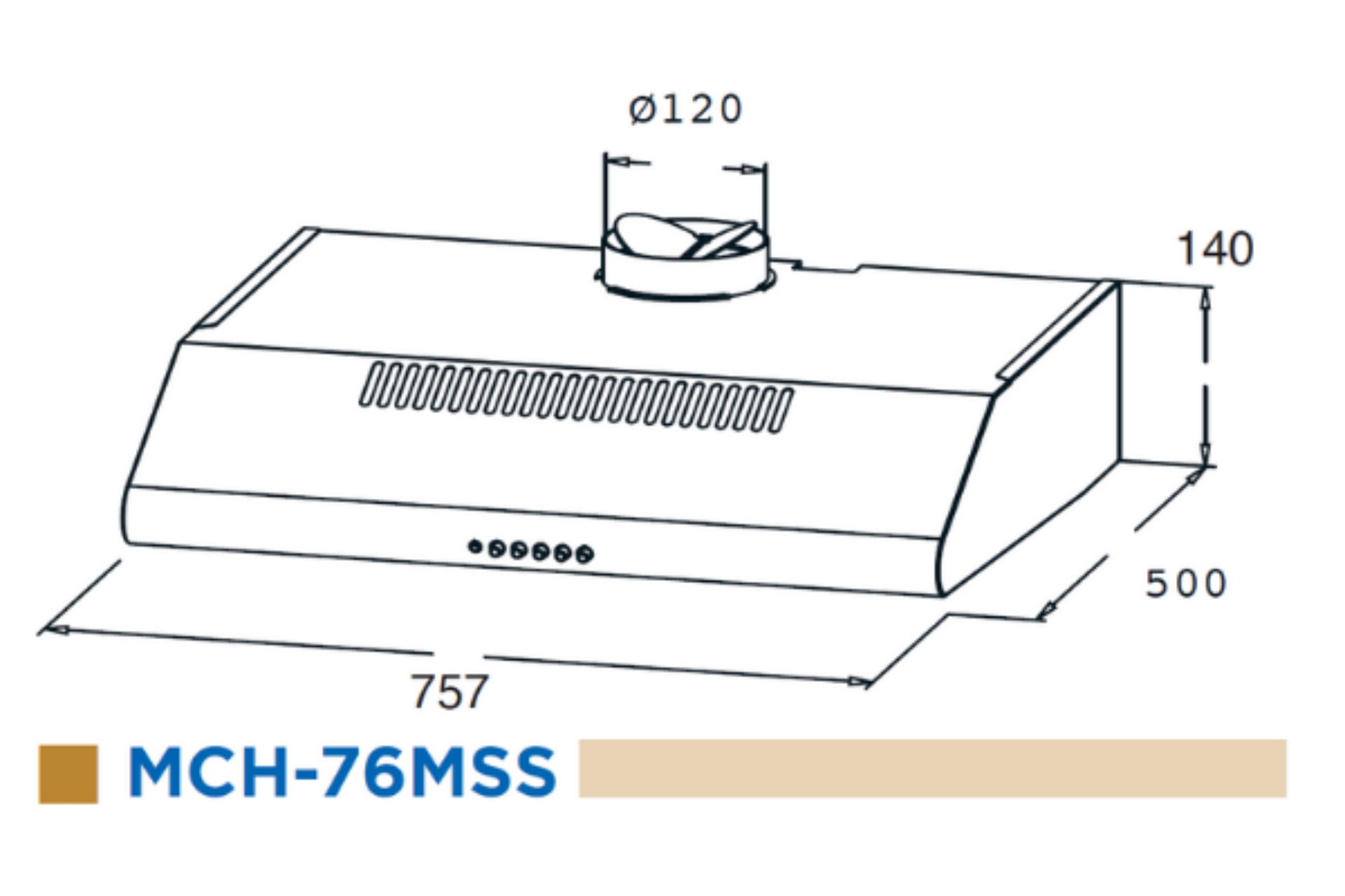 cooker hood ducting size