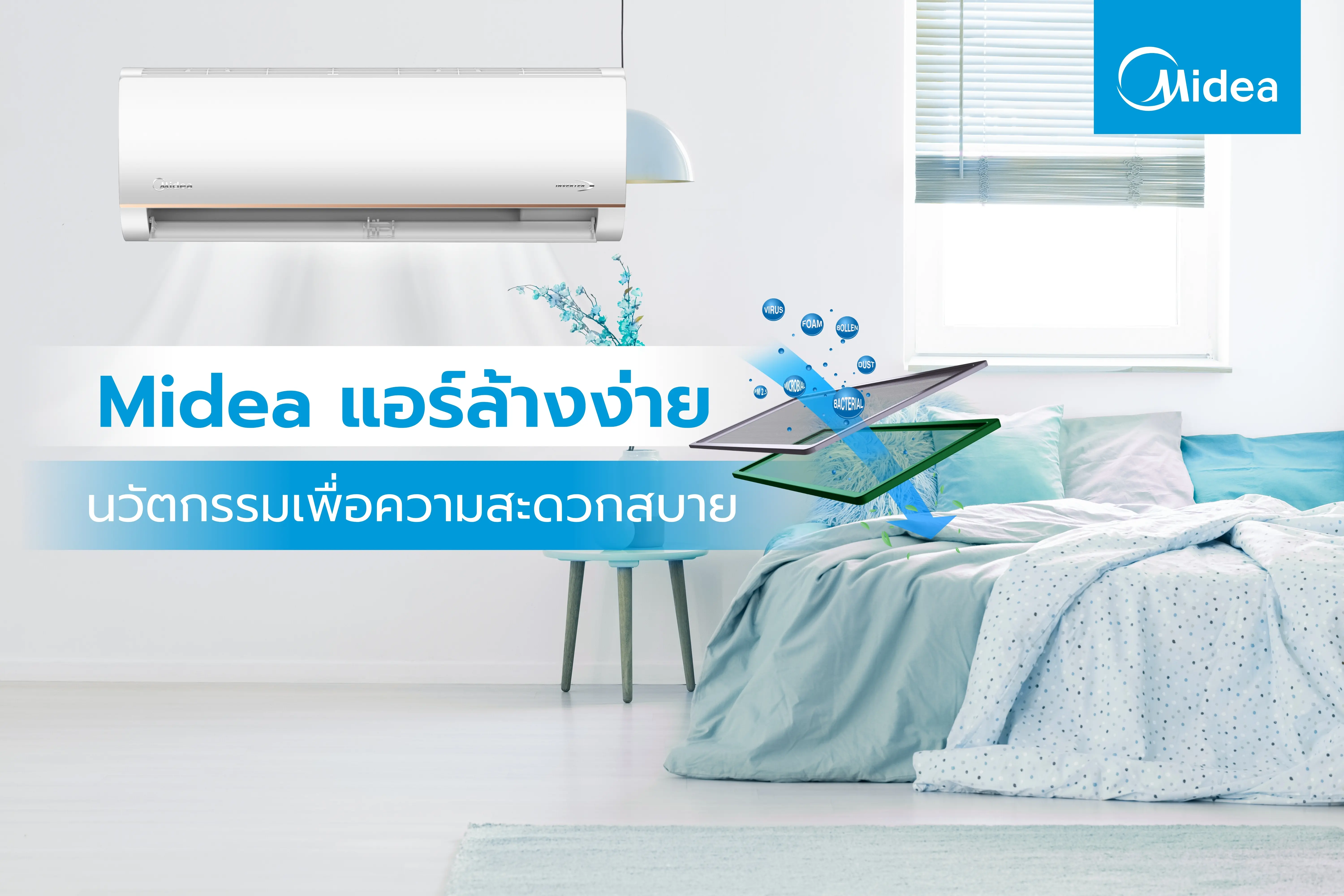 แอร์ล้างง่าย นวัตกรรมเพื่อความสะดวกสบายของแอร์ Midea