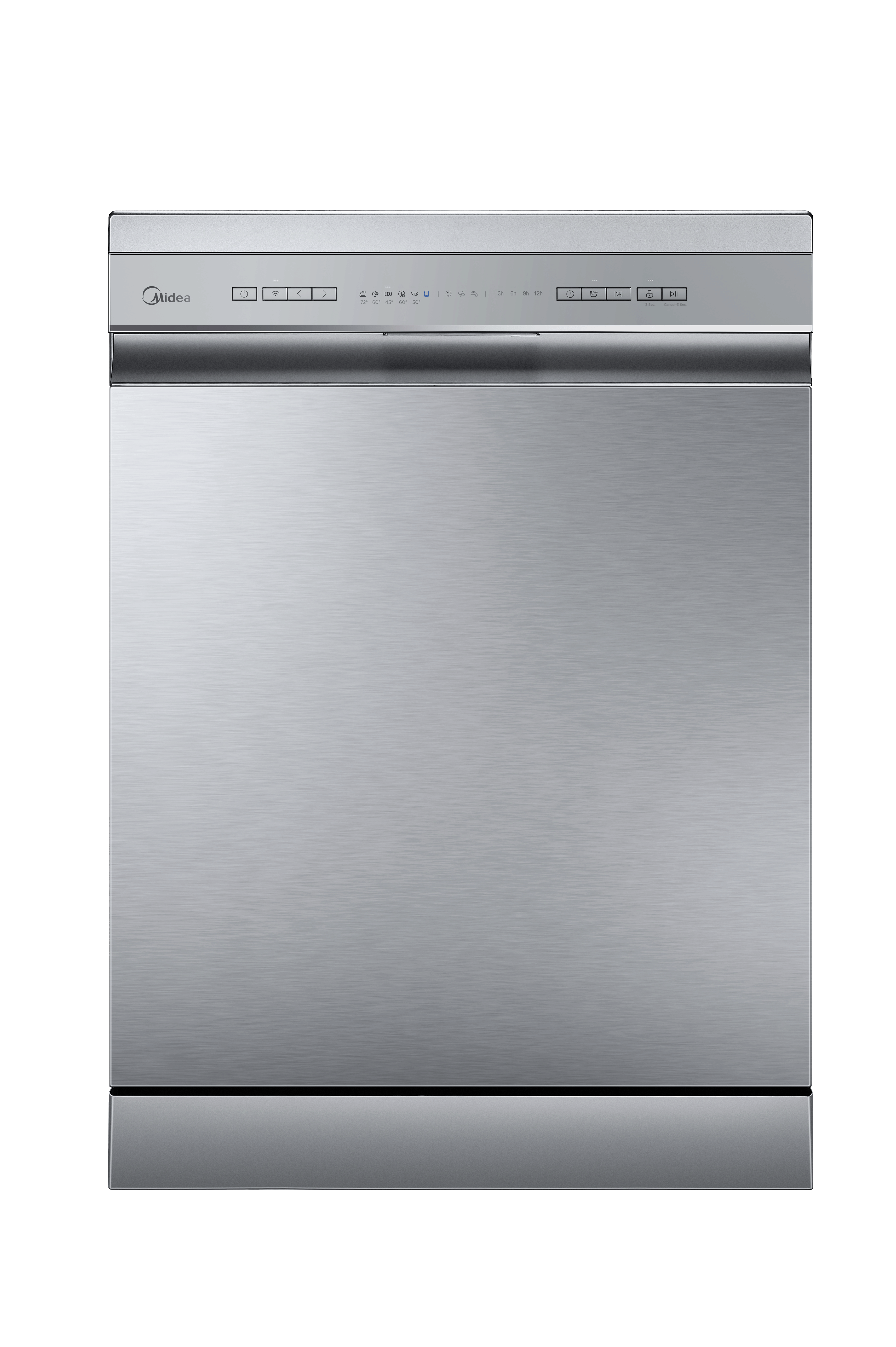 Midea MDWPF1233C(S)-WG-UK 60cm Freestanding Dishwasher, 12 Places Setting, 47db, Silver [Energy Class E]