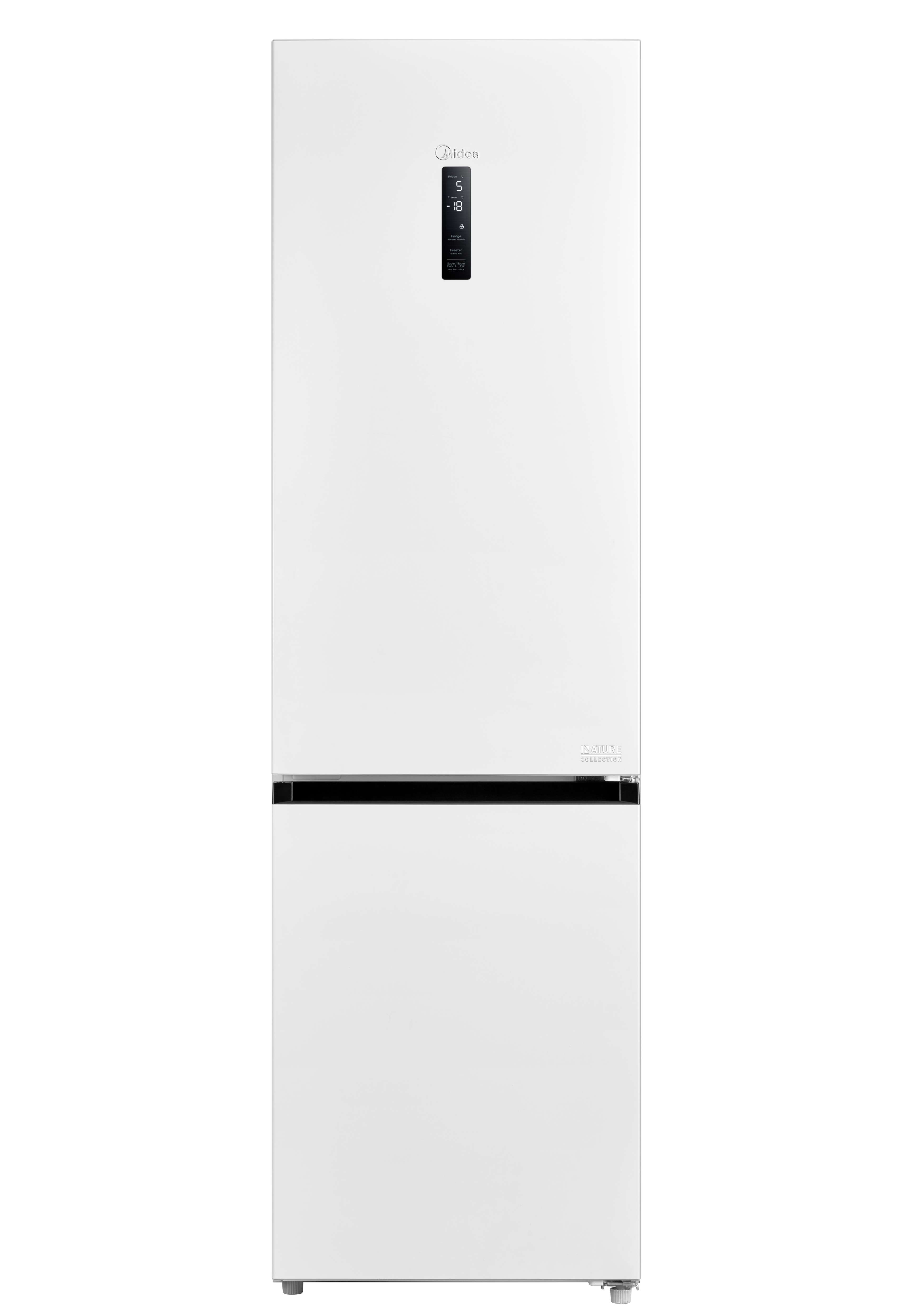 Midea MDRB521MIC01 Freestanding Fridge Freezer, No Frost, 378L, 256L Fridge+122L Freezer with LED Light, 59.5cm Wide, White