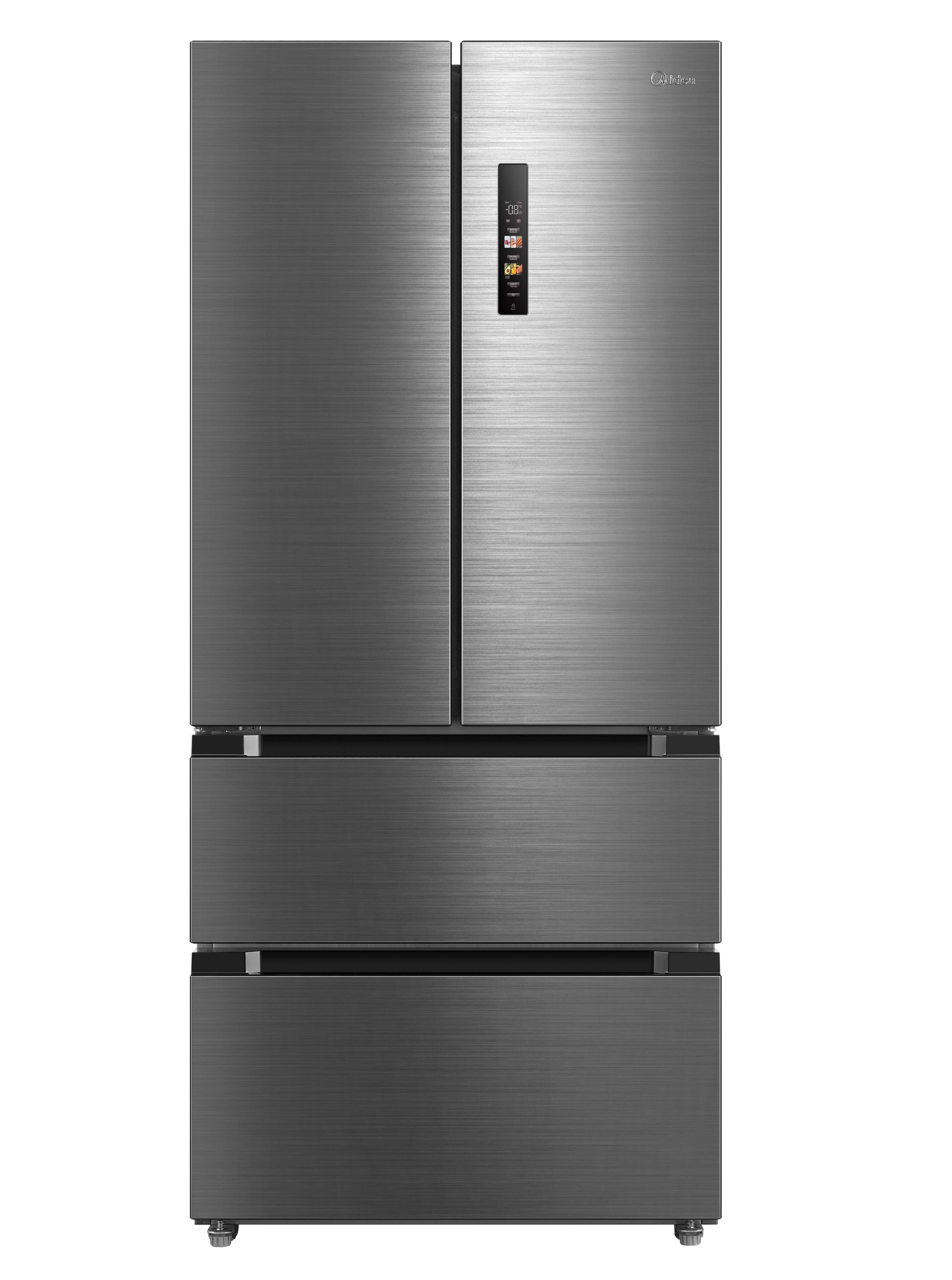 Midea MDRF692FIC46 Freestanding Fridge Freezer, No Frost, 516L, 347L Fridge+169L Freezer with LED Light,83.3cm Wide, Midea Inox