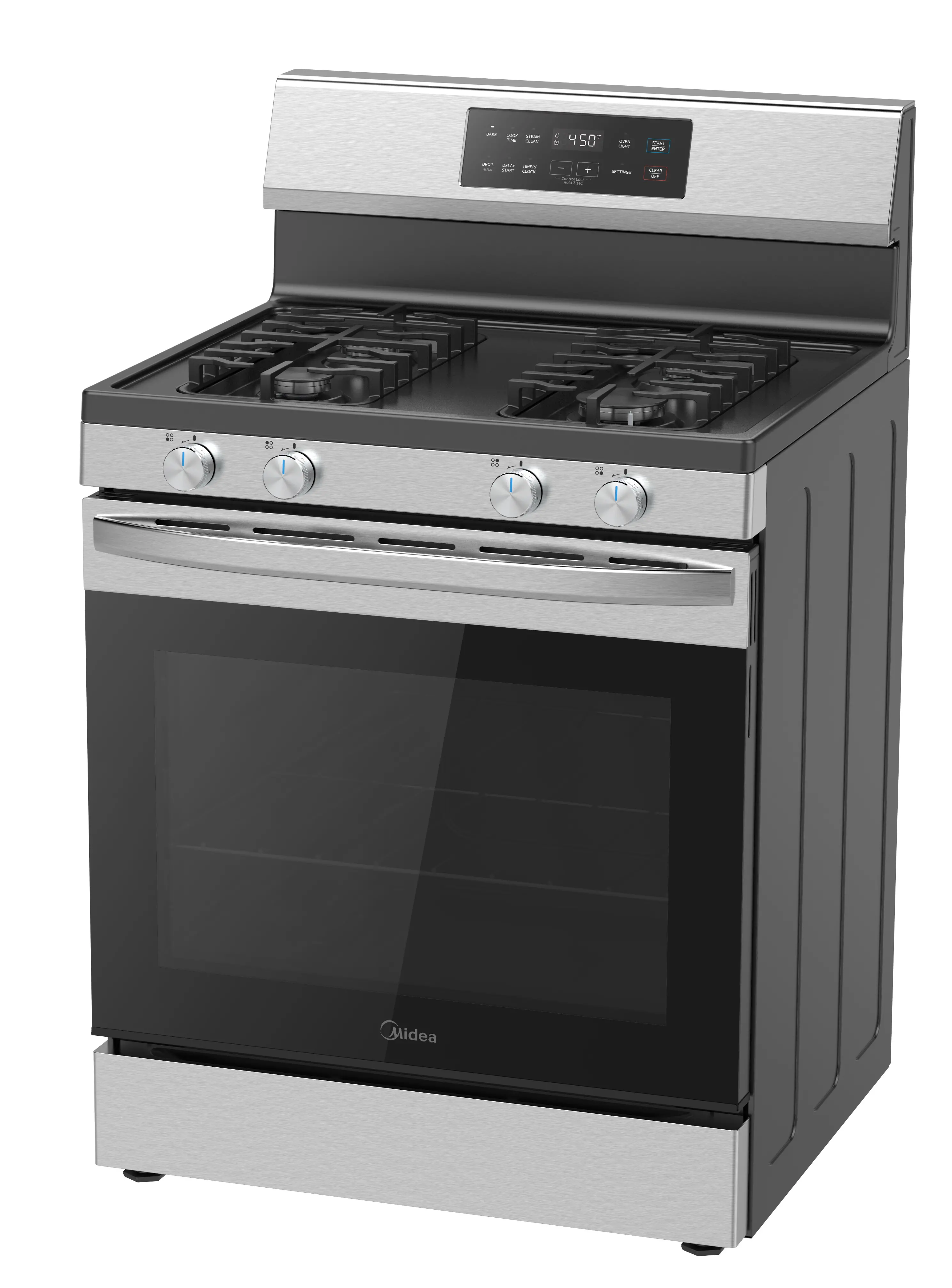 Midea 6.1-cu ft 4-Burner Freestanding Gas Range with Steam Cleaning