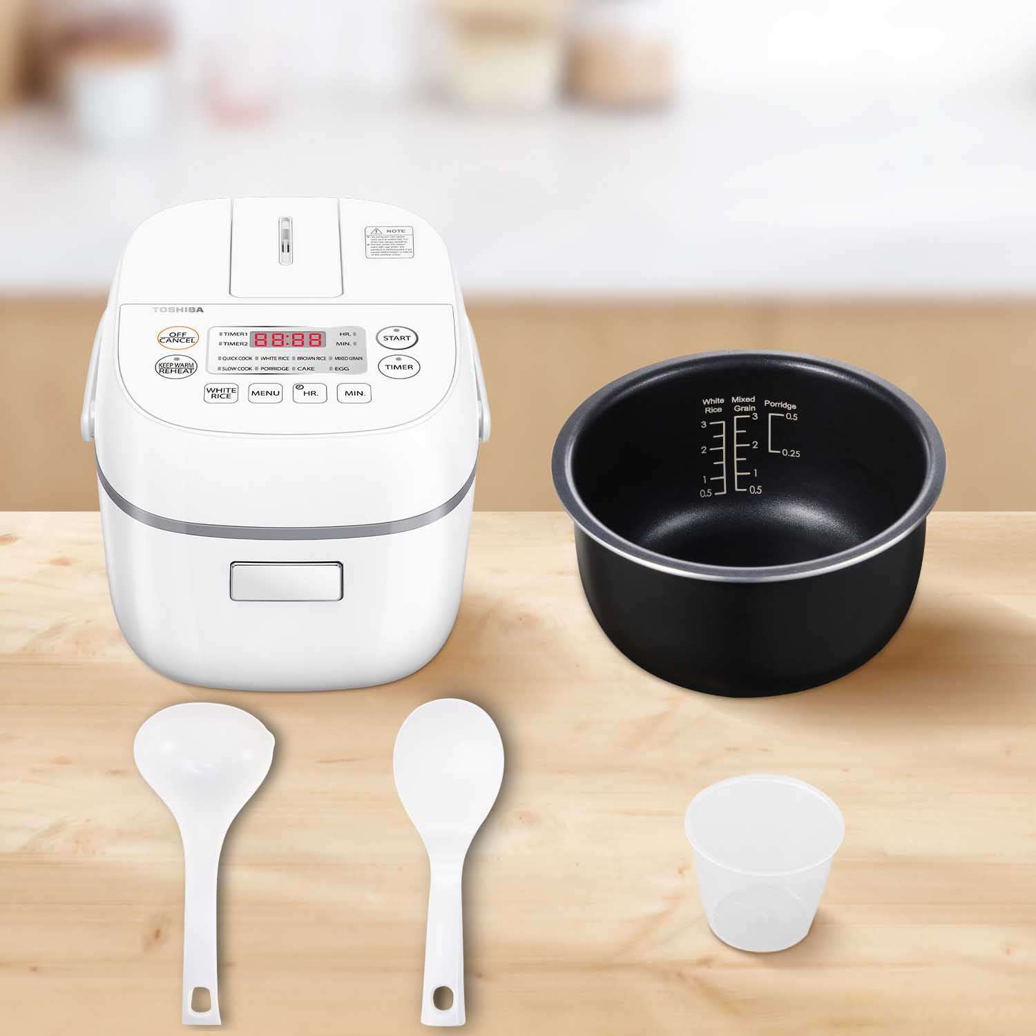  3-Cup Digital Programmable Rice Cooker with 8 Cooking Functions