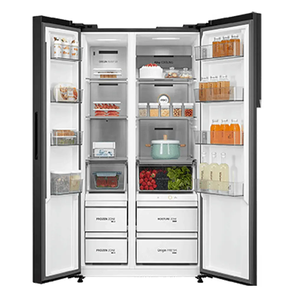 SIDE BY SIDE 562L BLACK GLASS COOLER