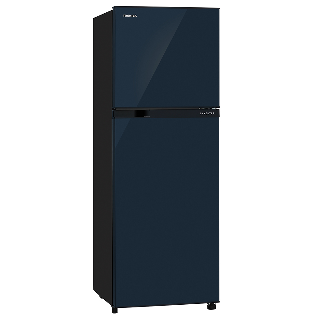 TOSHIBA 252L DOUBLE DOOR REFRIGERATOR BLUE UNI GLASS FINISH