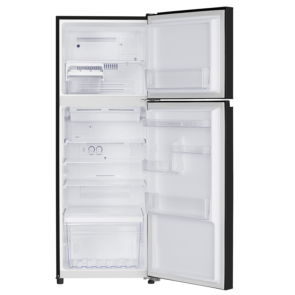 TOSHIBA 325L DOUBLE DOOR REFRIGERATOR BLACK GLASS FINISH