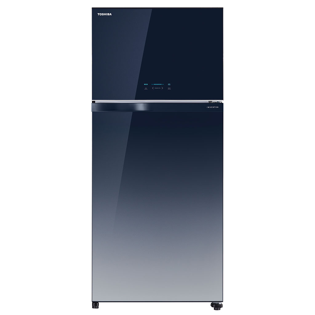 TOSHIBA 661L DOUBLE DOOR REFRIGERATOR GRADATION BLUE GLASS FINISH, AUTO ICE MAKER