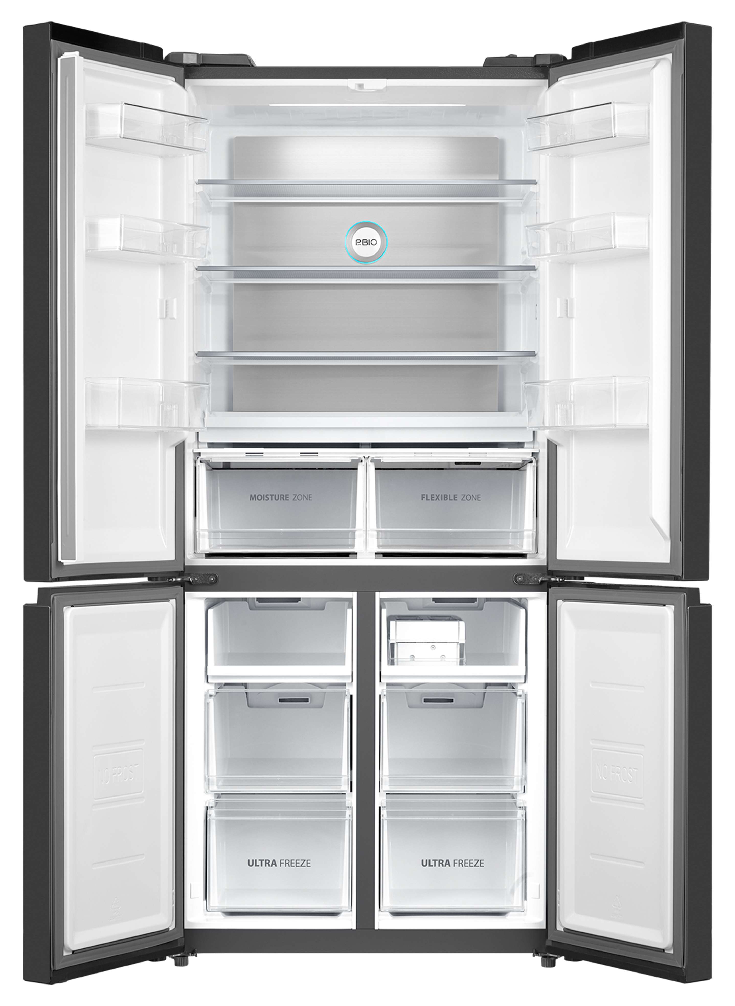 Black Glass Refrigerator Inside View 