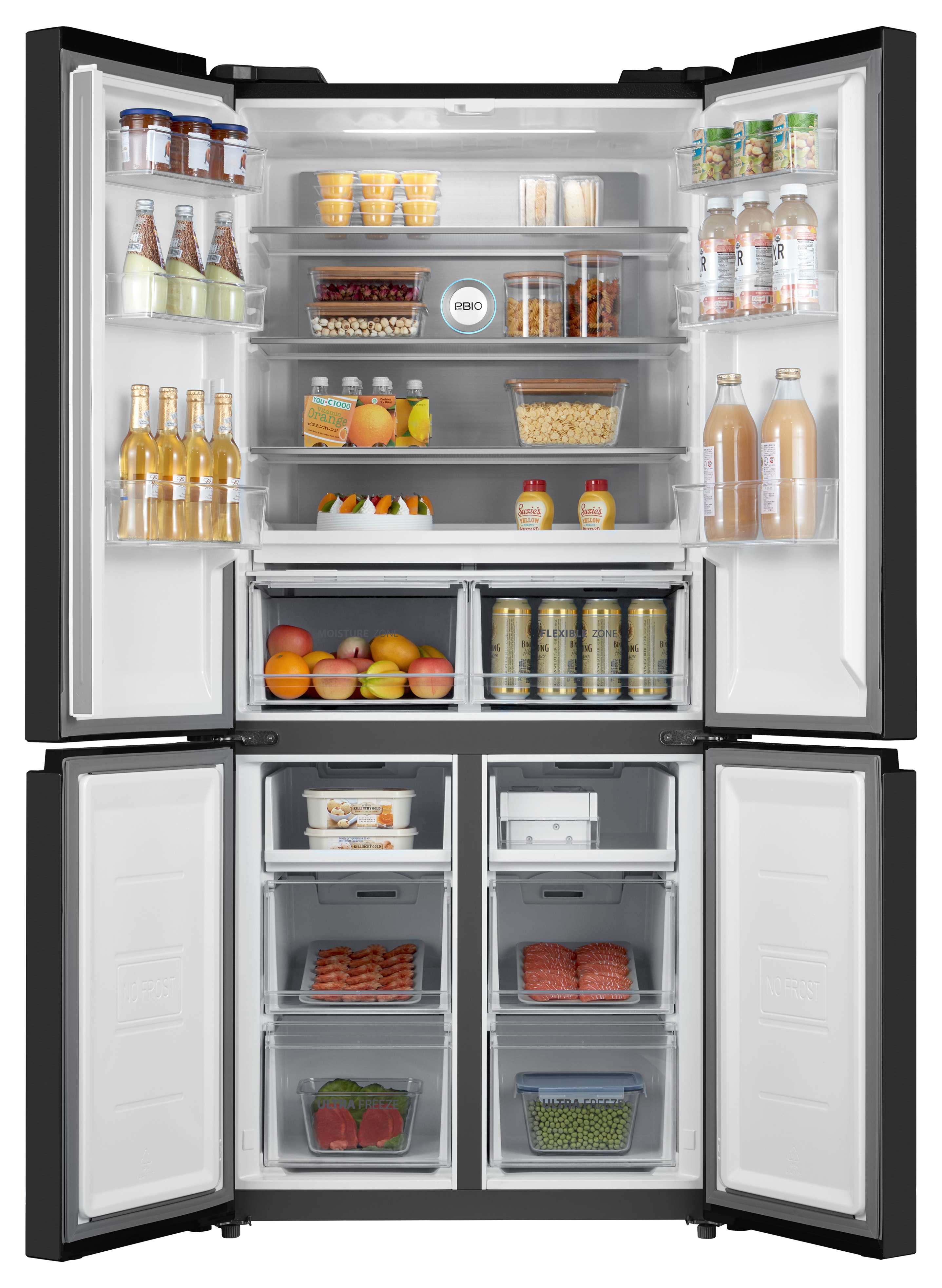 Multi Door Refrigerator 407L Open With Food 