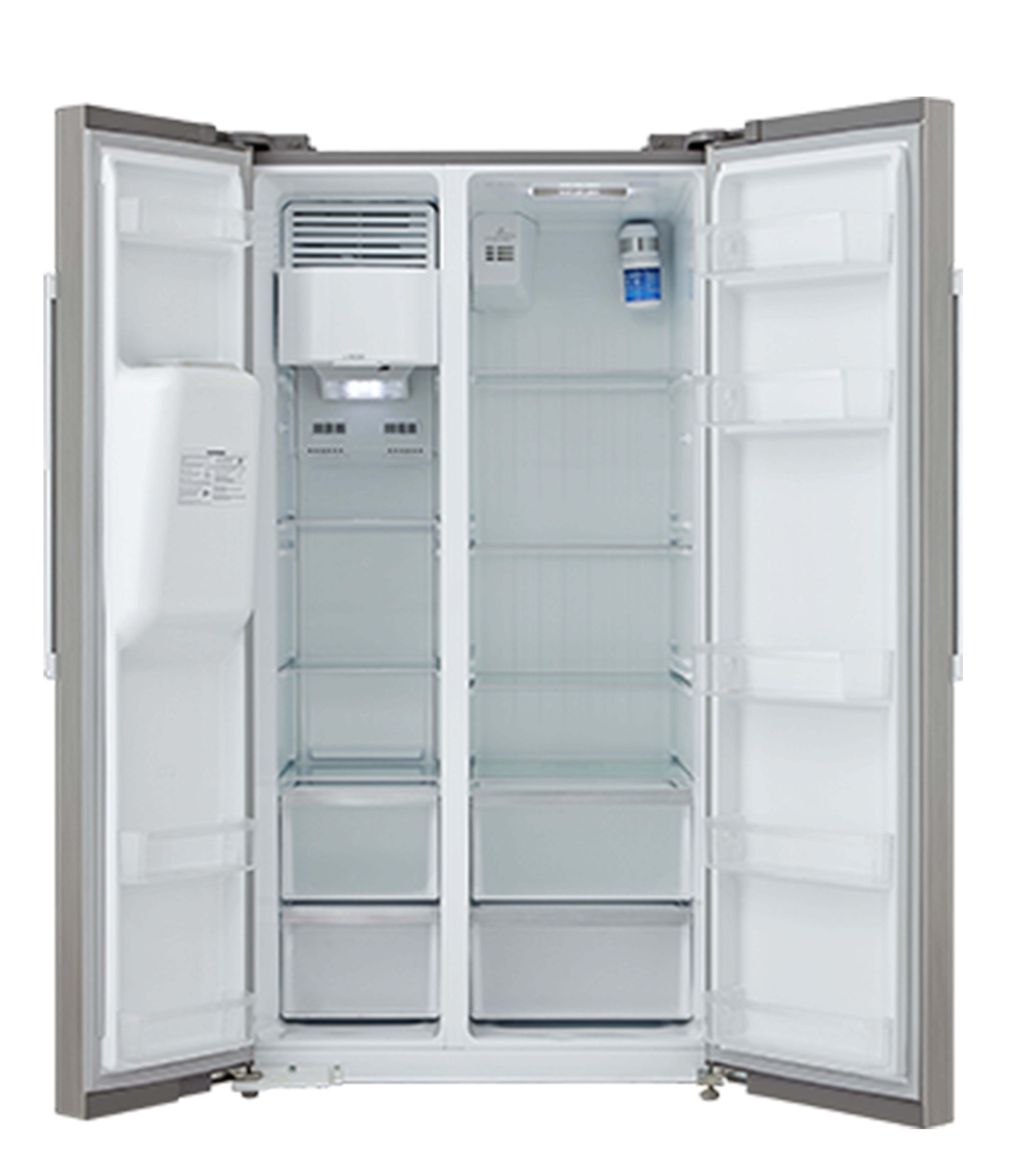 Side By Side Refrigerator 584L Empty Open Fridge