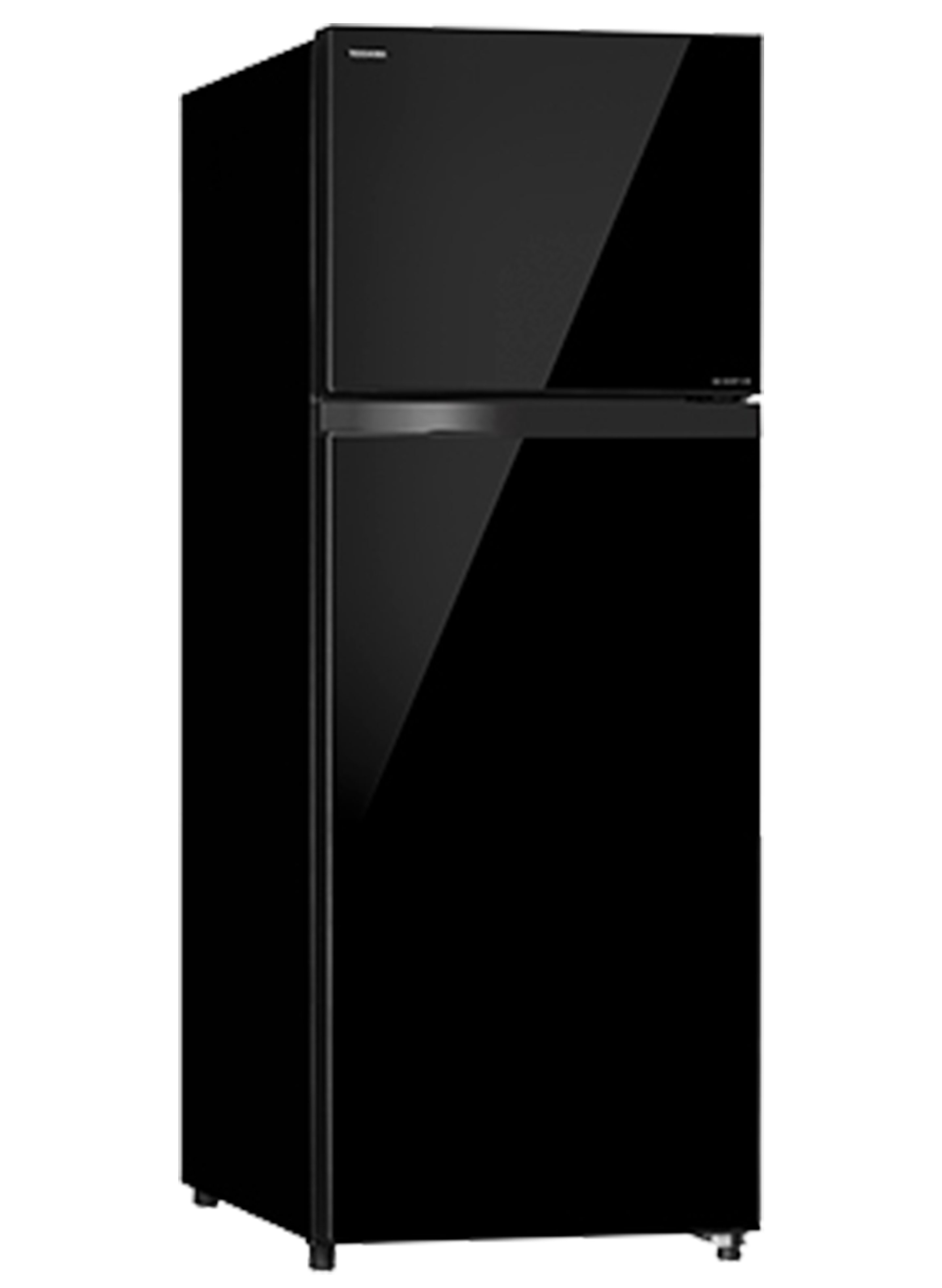 Glass Door Refrigerator Black Side View