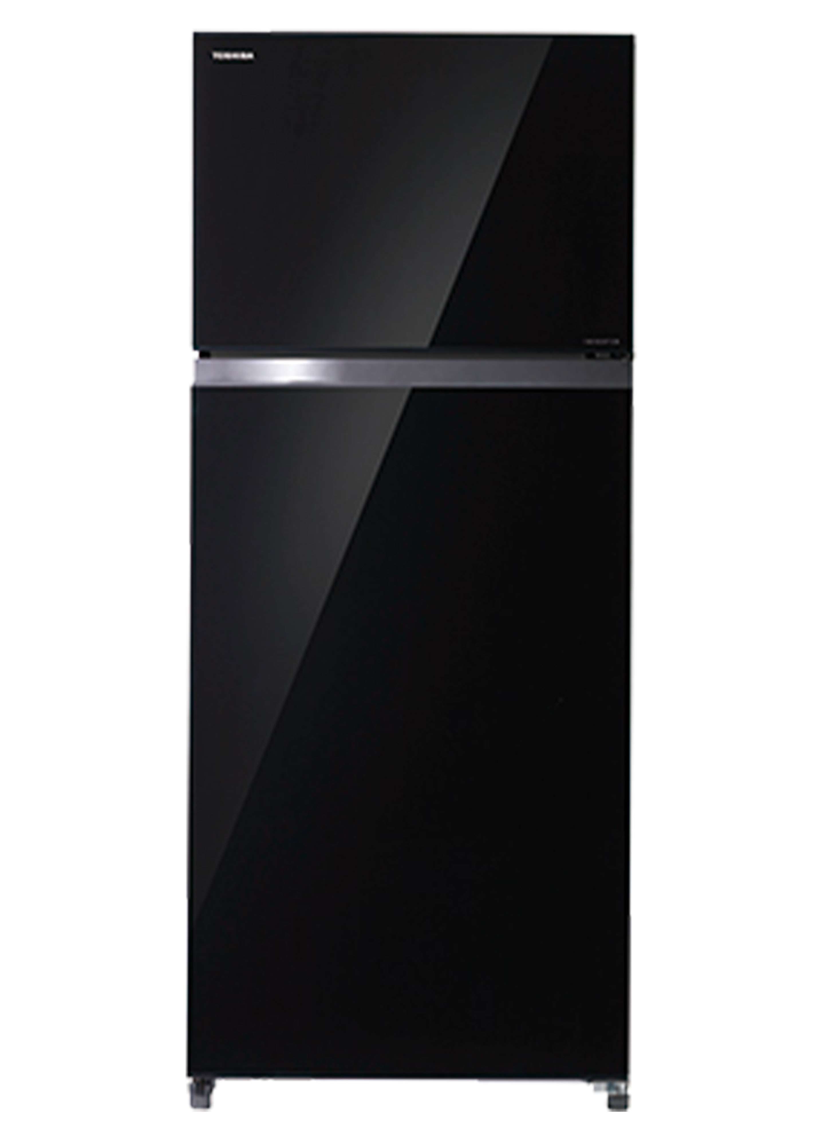 Glass Door Refrigerator Black Front View