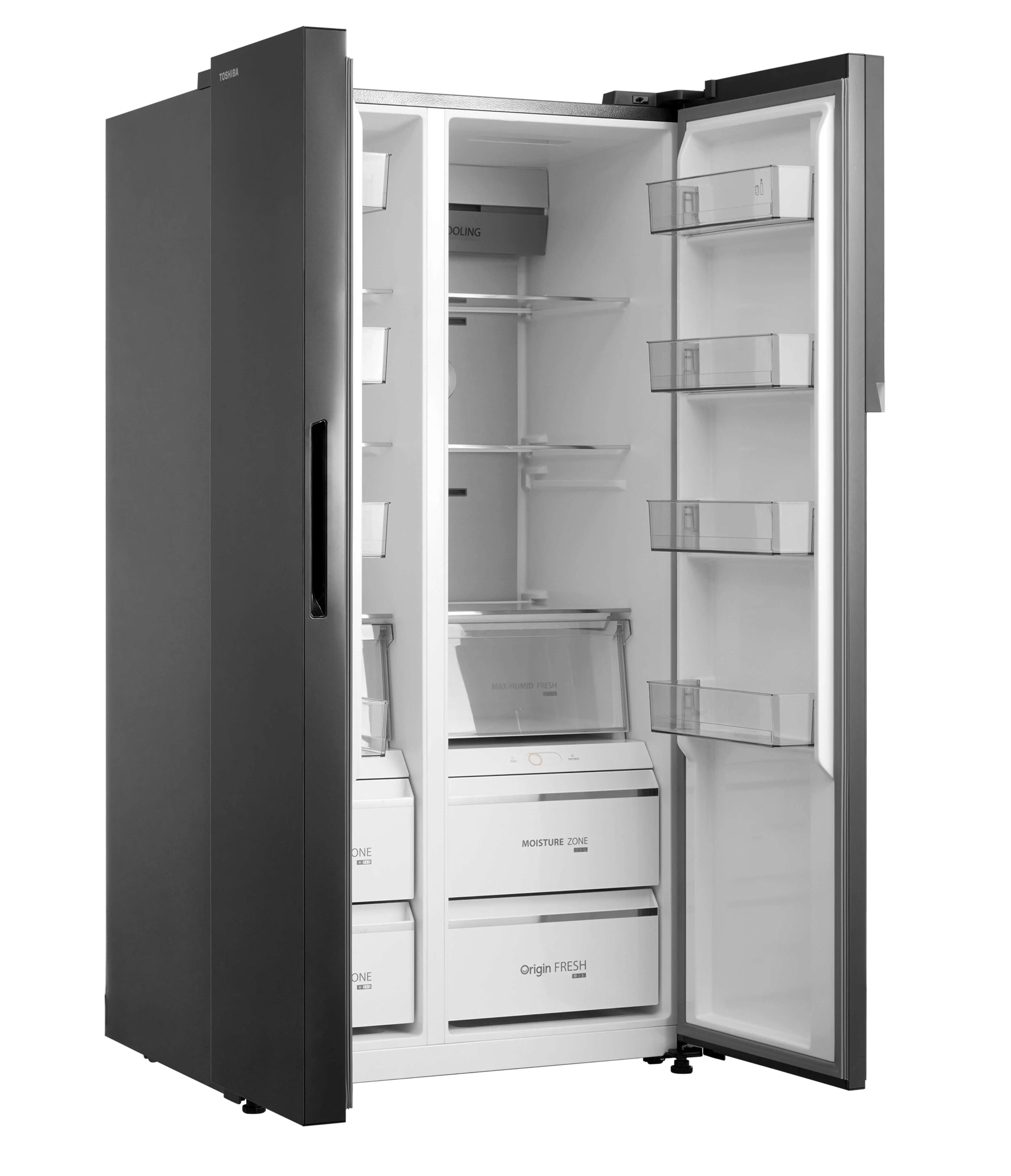 Toshiba Side by side refrigerator, Net 584L, 20.6 Cu.ft.