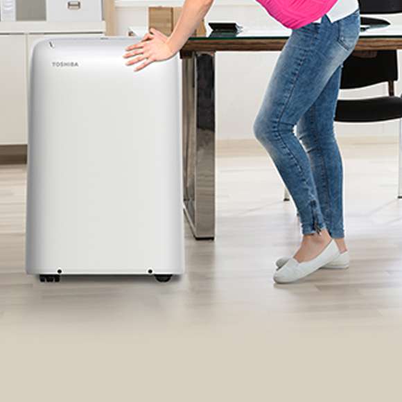 Toshiba 12,000 BTU Portable Air Conditioner Cools 550 Sq. Ft. with Heater,  Inverter and Wi-Fi in White RAC-PT1411HWRU - The Home Depot