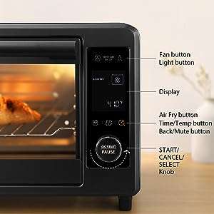 1750W 6-Slice Black and Stainless Steel Convection Toaster Oven with 1